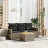 Image de vidaXL Salon de jardin 4 pcs avec coussins gris résine tressée3224436
