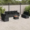Image de Vidaxl Salon De Jardin 9 Pcs Avec Coussins Noir RÃ©sine TressÃ©e