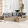 Image de Vidaxl Salon De Jardin Avec Coussins 6 Pcs Beige RÃ©sine TressÃ©e