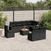 Image de Vidaxl Salon De Jardin 9 Pcs Avec Coussins Noir RÃ©sine TressÃ©e