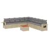 Image de vidaXL Salon de jardin avec coussins 10 pcs beige résine tressée3224610