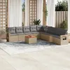 Image de vidaXL Vidaxl Salon De Jardin Avec Coussins 10 Pcs Beige Résine Tressée