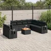 Image de Vidaxl Salon De Jardin 10 Pcs Avec Coussins Noir RÃ©sine TressÃ©e