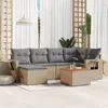 Image de Vidaxl Salon De Jardin Avec Coussins 7 Pcs Beige RÃ©sine TressÃ©e