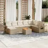 Image de vidaXL Salon de jardin avec coussins 9 pcs beige résine tressée3224700