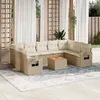 Image de vidaXL Salon de jardin avec coussins 10 pcs beige résine tressée3224707