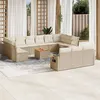 Image de vidaXL Salon de jardin avec coussins 14 pcs beige résine tressée3224805