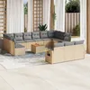 Image de vidaXL Salon de jardin avec coussins 14 pcs beige résine tressée3224806