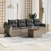 Image de vidaXL Salon de jardin 5 pcs avec coussins gris résine tressée3224884