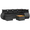 Image de Vidaxl Salon De Jardin 7 Pcs Avec Coussins Noir RÃ©sine TressÃ©e