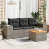 Image de vidaXL Salon de jardin 4 pcs avec coussins gris résine tressée3225318