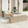Image de vidaXL Vidaxl Salon De Jardin Avec Coussins 6 Pcs Beige Résine Tressée