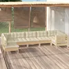 Image de Vidaxl Salon De Jardin Avec Coussins 9 Pcs Beige RÃ©sine TressÃ©e