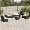 Image de vidaXL Salon de jardin 9 pcs avec coussins noir résine tressée