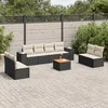 Image de Vidaxl Salon De Jardin 9 Pcs Avec Coussins Noir RÃ©sine TressÃ©e