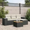 Image de vidaXL Salon de jardin 5 pcs avec coussins noir résine tressée