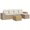 Image de Vidaxl Salon De Jardin Avec Coussins 6 Pcs Beige RÃ©sine TressÃ©e