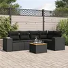 Image de vidaXL Salon de jardin 6 pcs avec coussins noir résine tressée