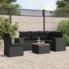 Image de Vidaxl Salon De Jardin 6 Pcs Avec Coussins Noir RÃ©sine TressÃ©e