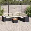 Image de vidaXL Salon de jardin 7 pcs avec coussins noir résine tressée