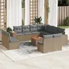 Image de vidaXL Salon de jardin avec coussins 12 pcs beige résine tressée