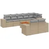 Image de vidaXL Vidaxl Salon De Jardin Avec Coussins 9 Pcs Beige Résine Tressée