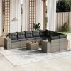 Image de vidaXL Salon de jardin avec coussins 10 pcs gris résine tressée
