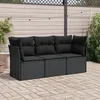 Image de Vidaxl Salon De Jardin 3 Pcs Avec Coussins Noir RÃ©sine TressÃ©e