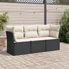 Image de vidaXL Salon de jardin 3 pcs avec coussins noir résine tressée