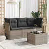 Image de vidaXL Salon de jardin 4 pcs avec coussins gris résine tressée3249059