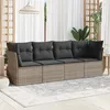 Image de Vidaxl Salon De Jardin 4 Pcs Avec Coussins Gris RÃ©sine TressÃ©e