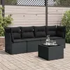 Image de vidaXL Salon de jardin 5 pcs avec coussins noir résine tressée3249074