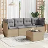 Image de vidaXL Salon de jardin avec coussins 5 pcs beige résine tressée3249078