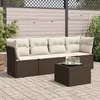 Image de Vidaxl Salon De Jardin Avec Coussins 5 Pcs Marron RÃ©sine TressÃ©e