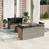 Image de Vidaxl Salon De Jardin 6 Pcs Avec Coussins Gris Clair RÃ©sine TressÃ©e