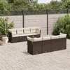 Image de Vidaxl Salon De Jardin Avec Coussins 9 Pcs Marron RÃ©sine TressÃ©e