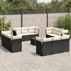 Image de Vidaxl Salon De Jardin Avec Coussins 13 Pcs Noir RÃ©sine TressÃ©e