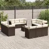 Image de vidaXL Salon de jardin avec coussins 13 pcs marron résine tressée3249182