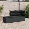 Image de Vidaxl Salon De Jardin 3 Pcs Avec Coussins Noir RÃ©sine TressÃ©e