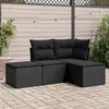 Image de Vidaxl Salon De Jardin 4 Pcs Avec Coussins Noir RÃ©sine TressÃ©e