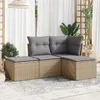 Image de Vidaxl Salon De Jardin Avec Coussins 4 Pcs Beige RÃ©sine TressÃ©e