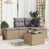 Image de Vidaxl Salon De Jardin Avec Coussins 5 Pcs Beige RÃ©sine TressÃ©e