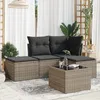 Image de Vidaxl Salon De Jardin 5 Pcs Avec Coussins Gris RÃ©sine TressÃ©e
