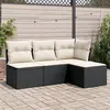 Image de vidaXL Salon de jardin 4 pcs avec coussins noir résine tressée3249335