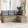 Image de Vidaxl Salon De Jardin Avec Coussins 4 Pcs Beige RÃ©sine TressÃ©e