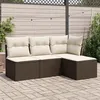 Image de Vidaxl Salon De Jardin 4 Pcs Avec Coussins Marron RÃ©sine TressÃ©e