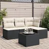 Image de vidaXL Salon de jardin 5 pcs avec coussins noir résine tressée3249345