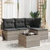 Image de vidaXL Salon de jardin 5 pcs avec coussins gris clair résine tressée