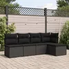 Image de Vidaxl Salon De Jardin 5 Pcs Avec Coussins Noir RÃ©sine TressÃ©e