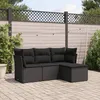 Image de Vidaxl Salon De Jardin 4 Pcs Avec Coussins Noir RÃ©sine TressÃ©e